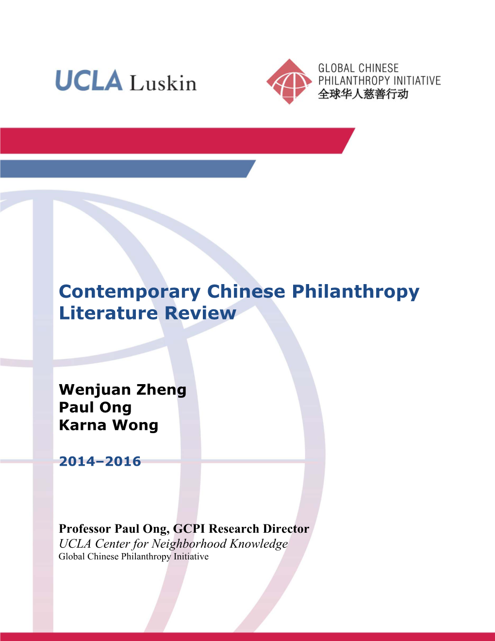 Contemporary Chinese Philanthropy Literature Review