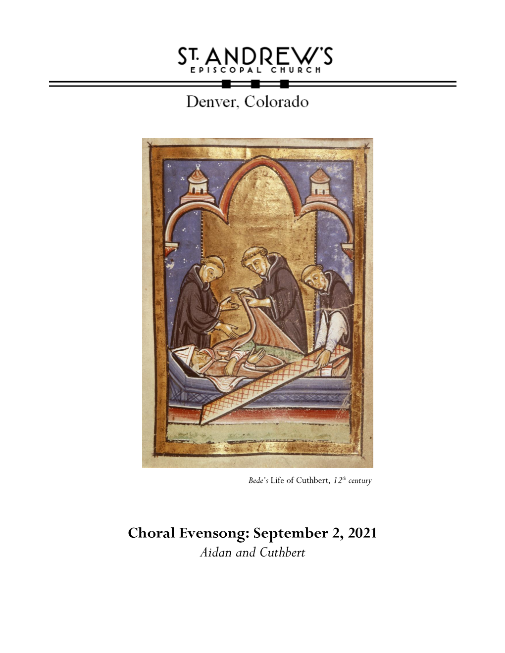 Choral Evensong: September 2, 2021 Aidan and Cuthbert