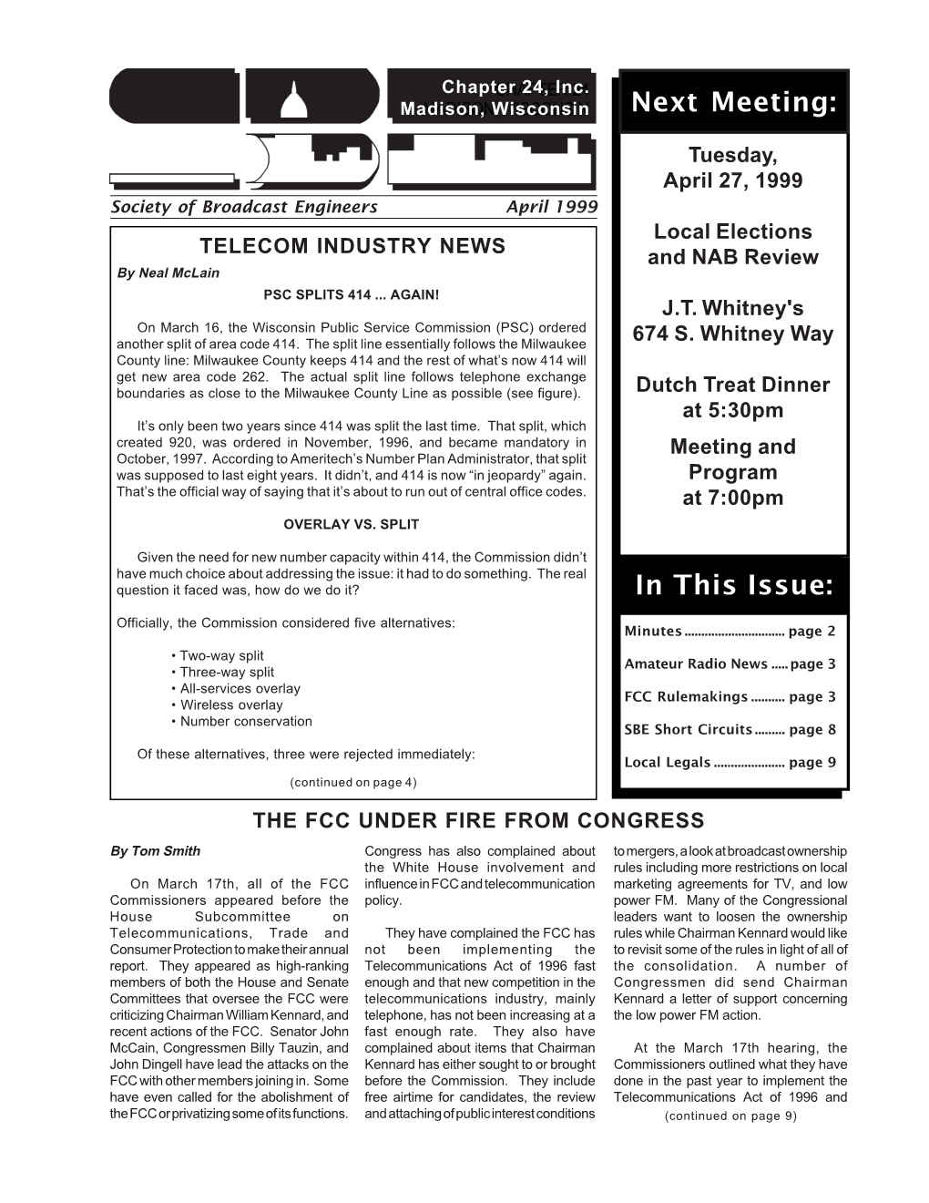 April 1999 Newsletter