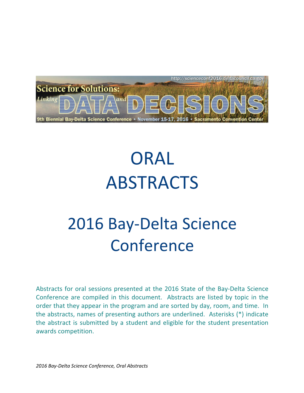 Oral Abstracts