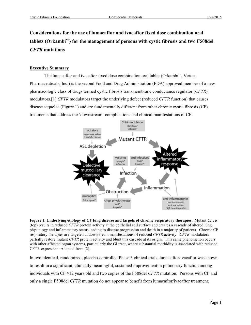 (Orkambi™) for the Management of Persons with Cystic Fibrosis and Two F508del CFTR Mutations