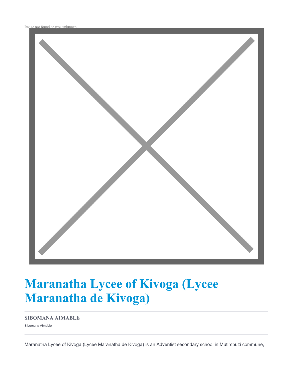 Maranatha Lycee of Kivoga (Lycee Maranatha De Kivoga)