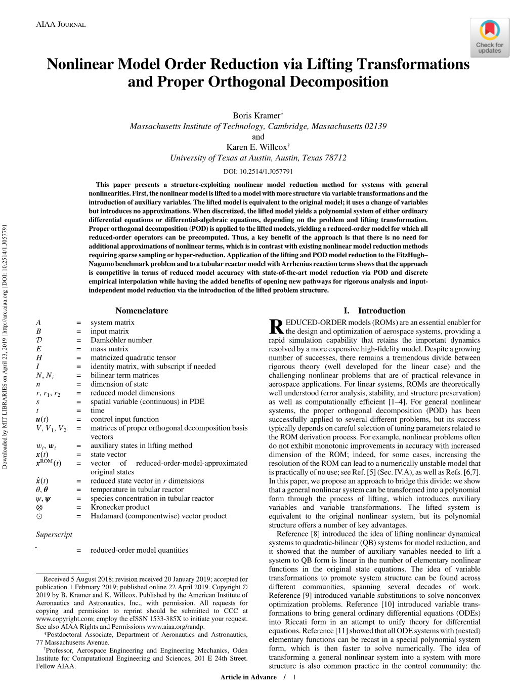 Nonlinear Model Order Reduction Via Lifting Transformations and Proper Orthogonal Decomposition