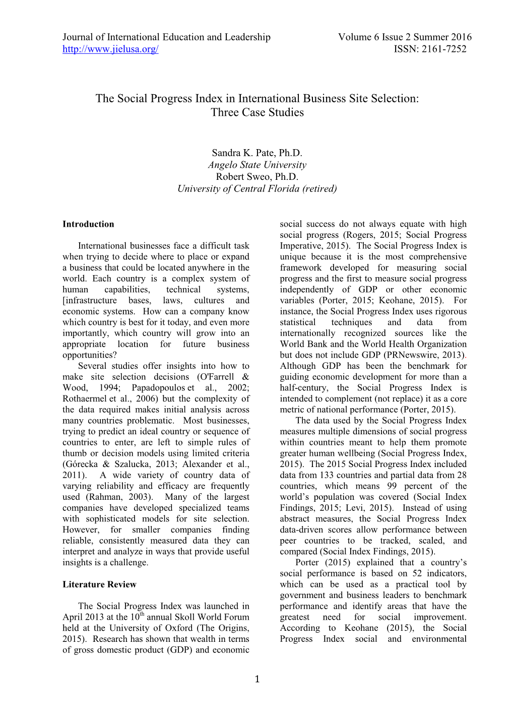 The Social Progress Index in International Business Site Selection: Three Case Studies