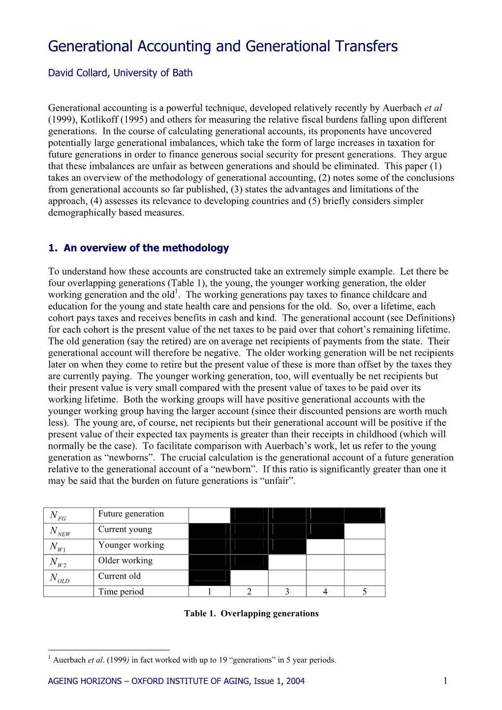 Generational Accounting and Generational Transfers