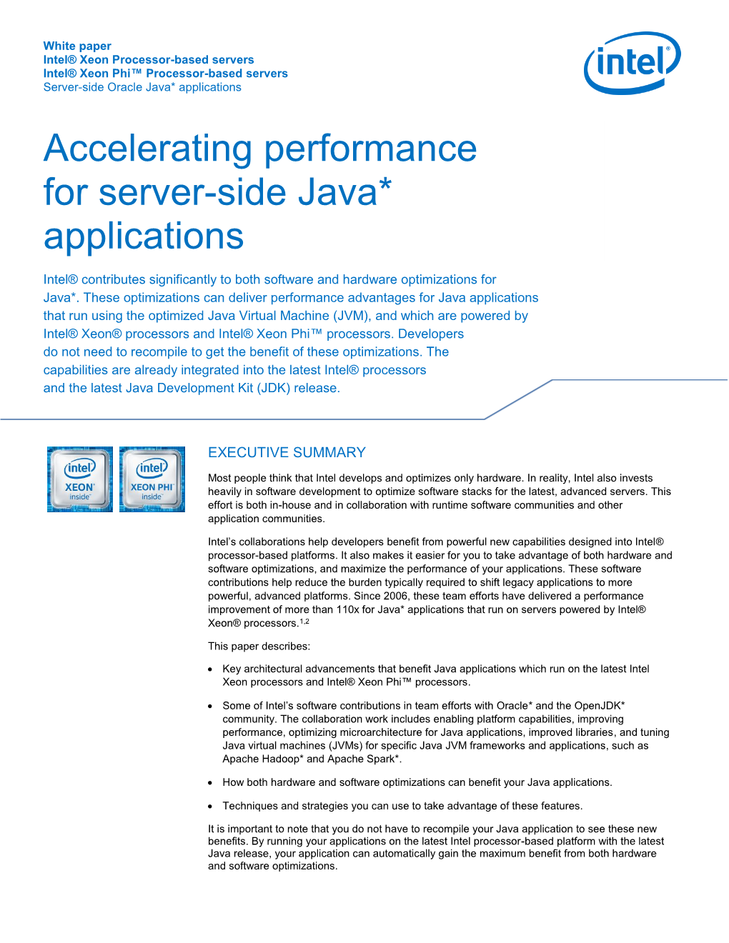 Accelerating Performance for Server-Side Java* Applications 2