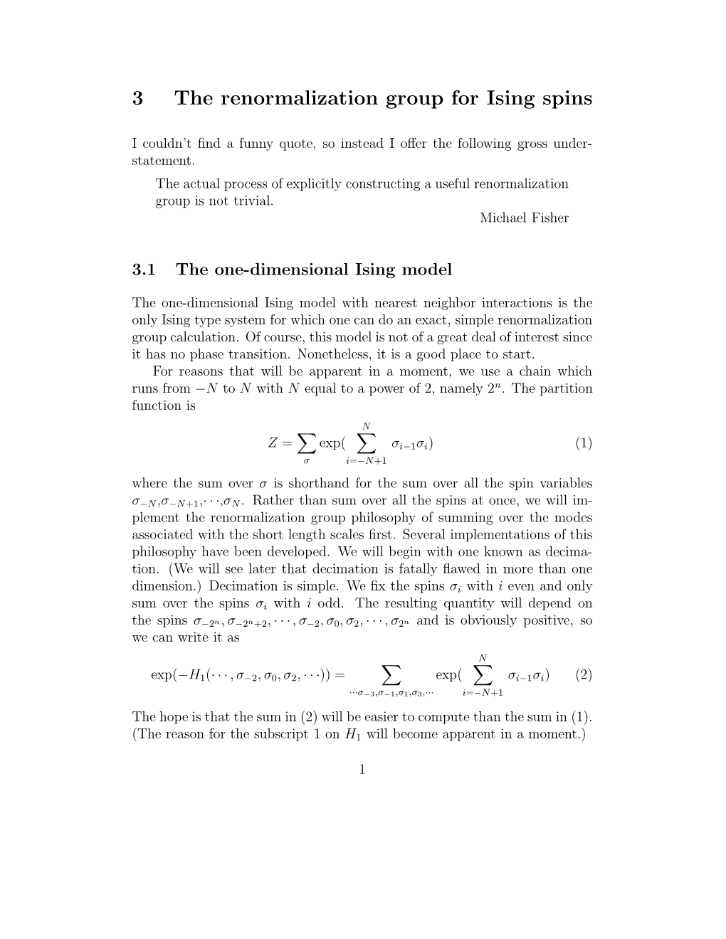 3 the Renormalization Group for Ising Spins