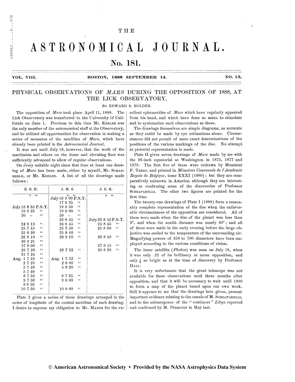 1888AJ 8. . .97H the ASTRONOMICAL JOURNAL. No