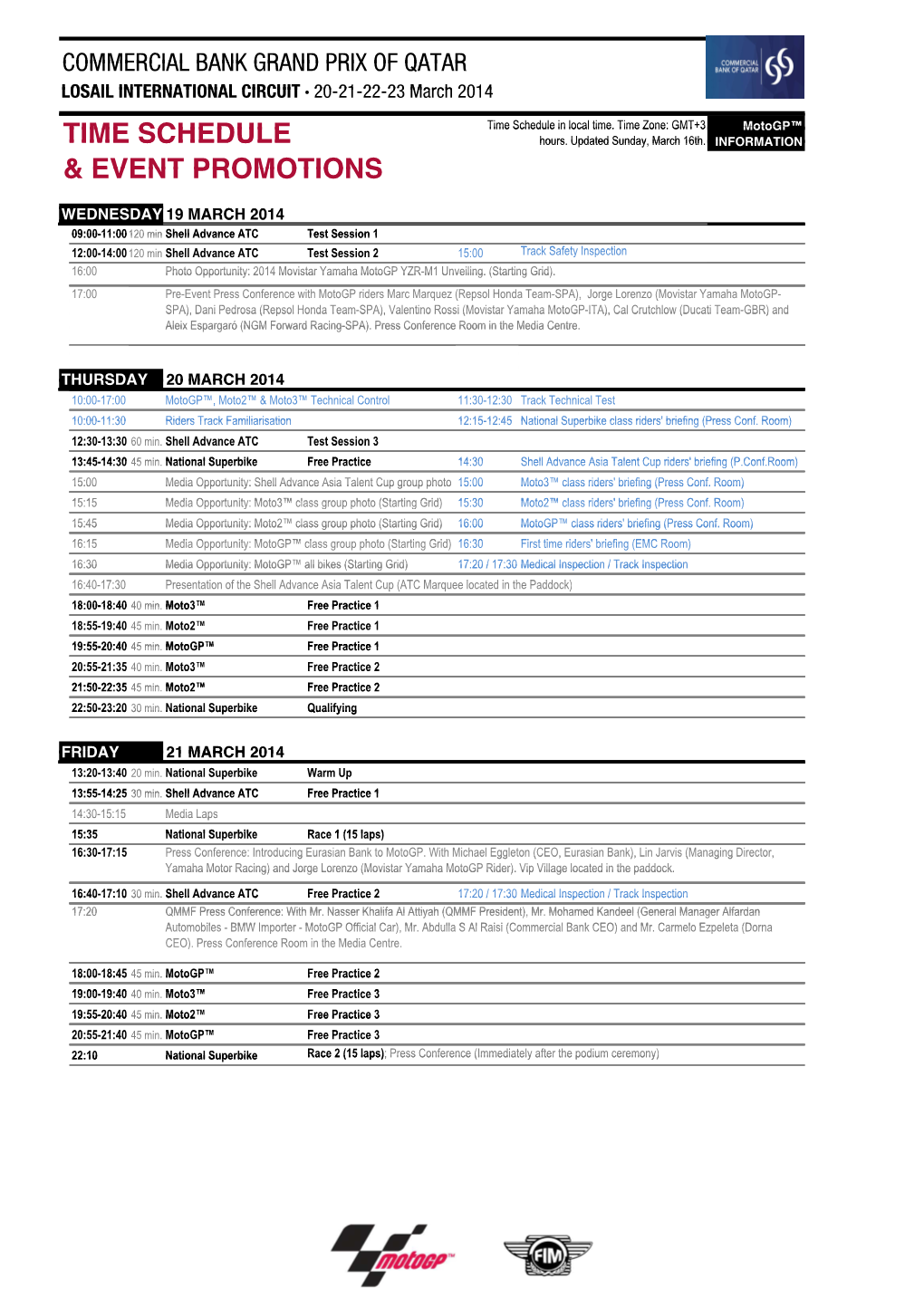 Time Schedule QATAROK