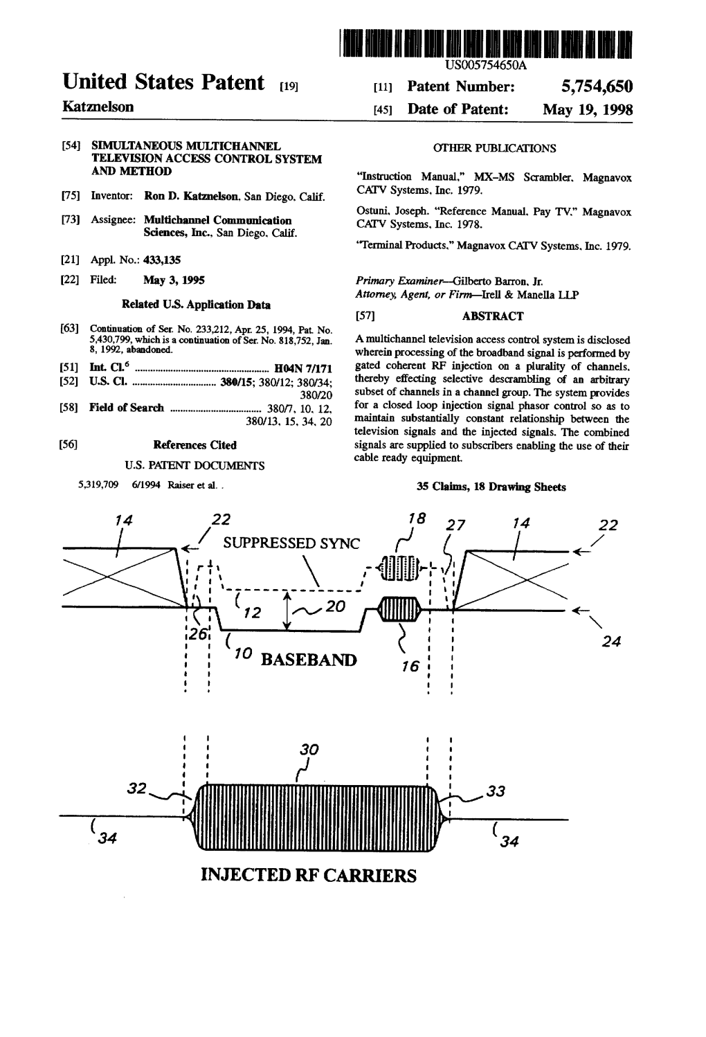 United States Patent (19) 11 Patent Number: 5,754,650 Katznelson 45 Date of Patent: May 19, 1998