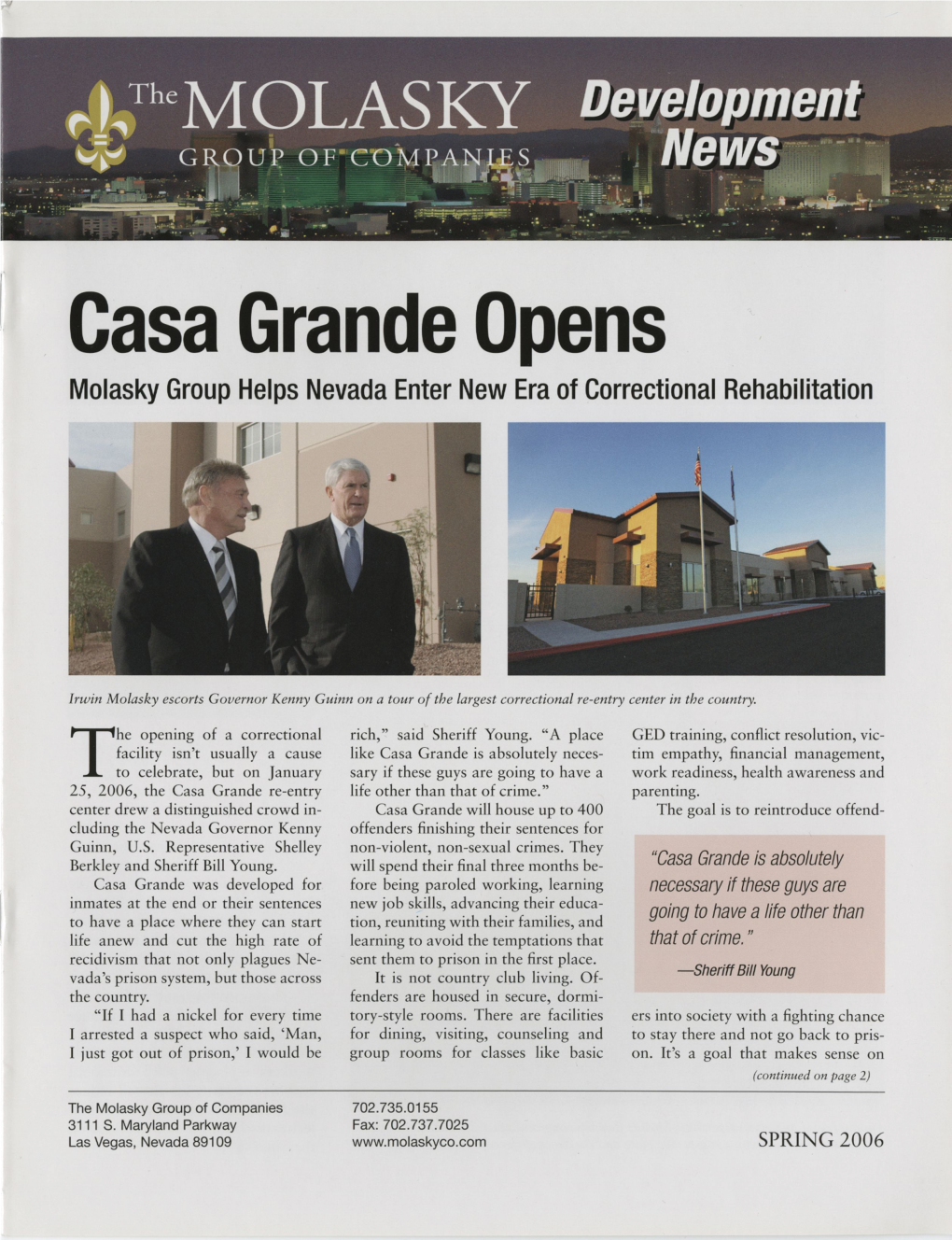 Casa Grande Opens Molasky Group Helps Nevada Enter New Era of Correctional Rehabilitation