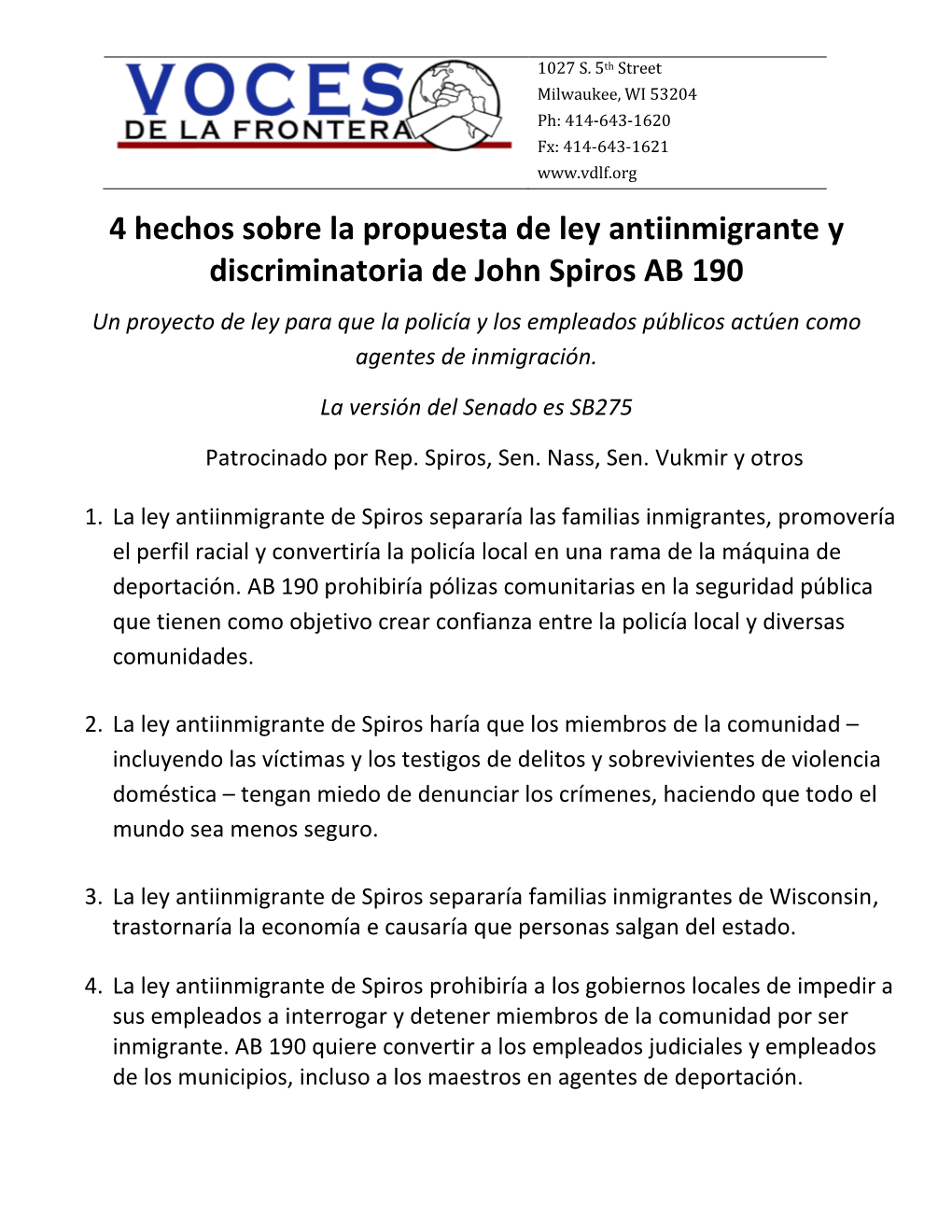 4 Hechos Sobre La Propuesta De Ley Antiinmigrante Y Discriminatoria De