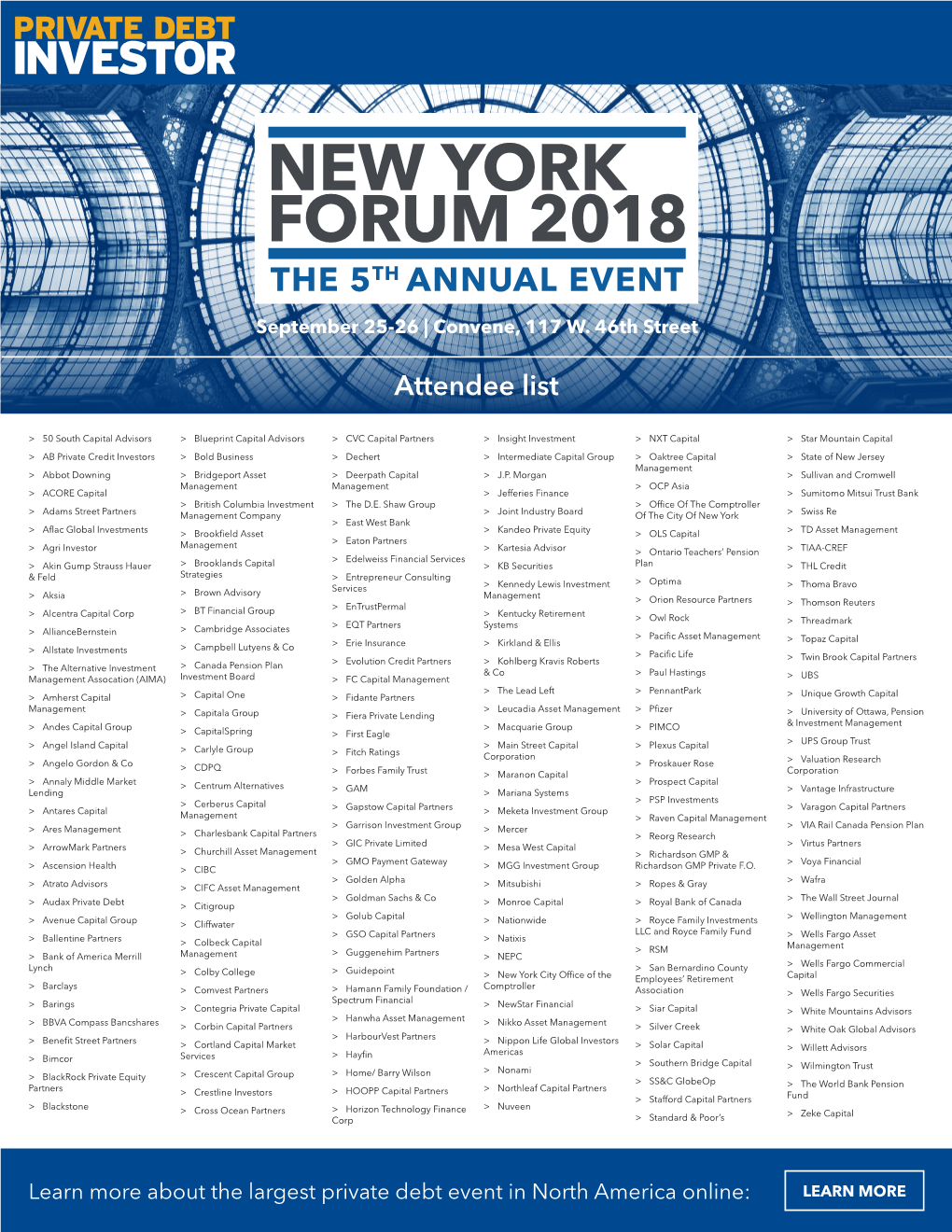 Private Debt Investor New York Forum 2018 Attendee List