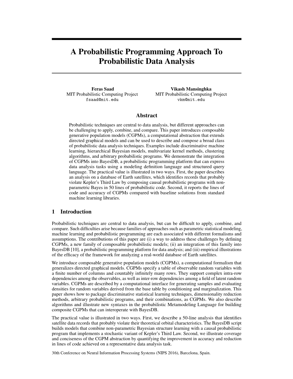 A Probabilistic Programming Approach to Probabilistic Data Analysis