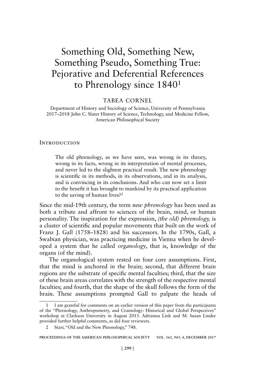 Pejorative and Deferential References to Phrenology Since 18401