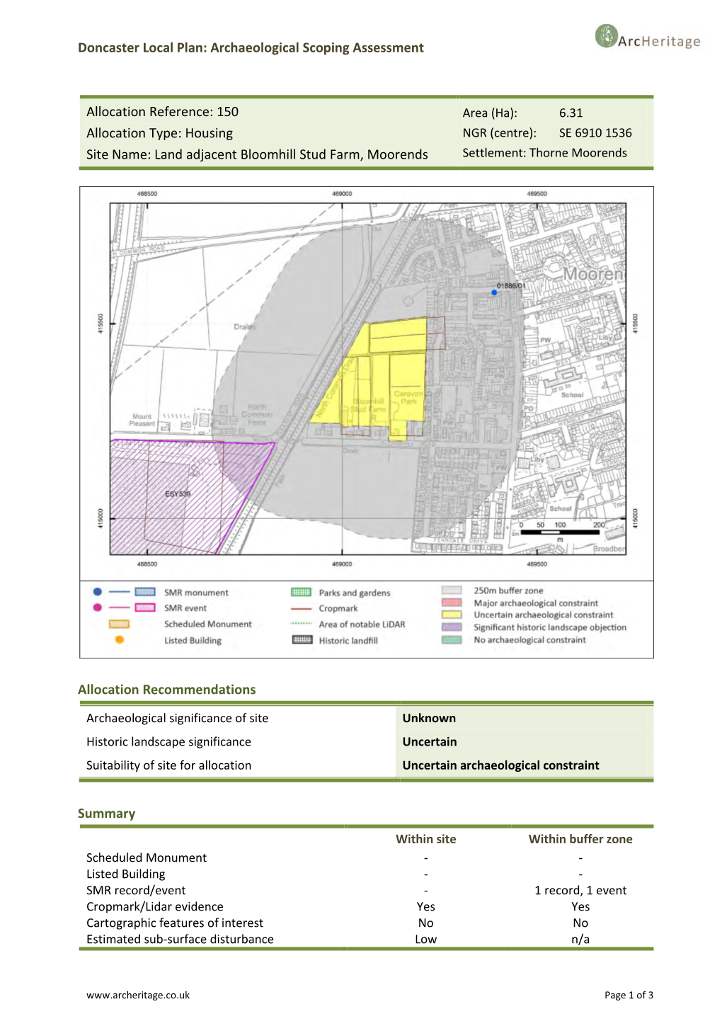 Doncaster Local Plan: Archaeological Scoping Assessment