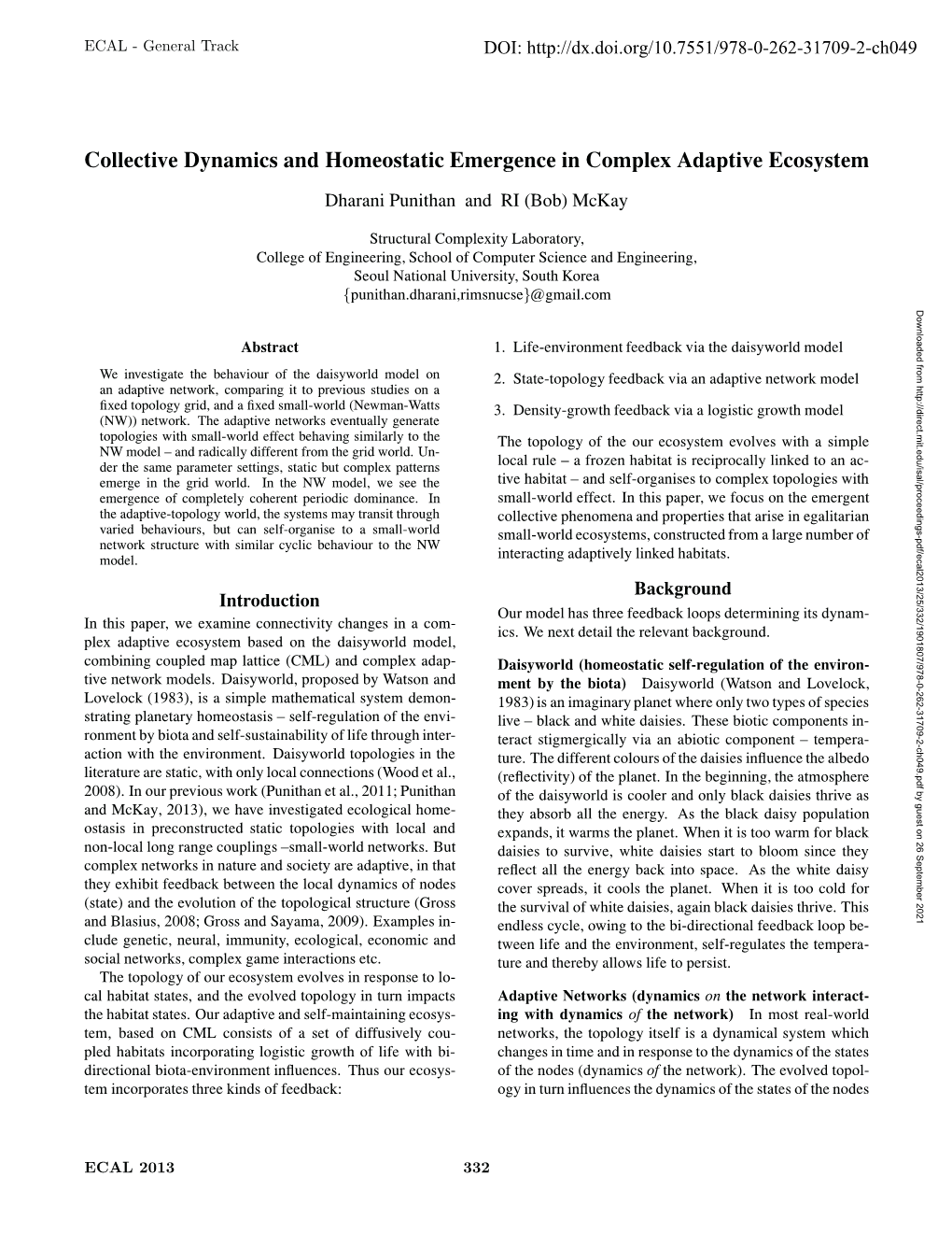 Collective Dynamics and Homeostatic Emergence in Complex Adaptive Ecosystem