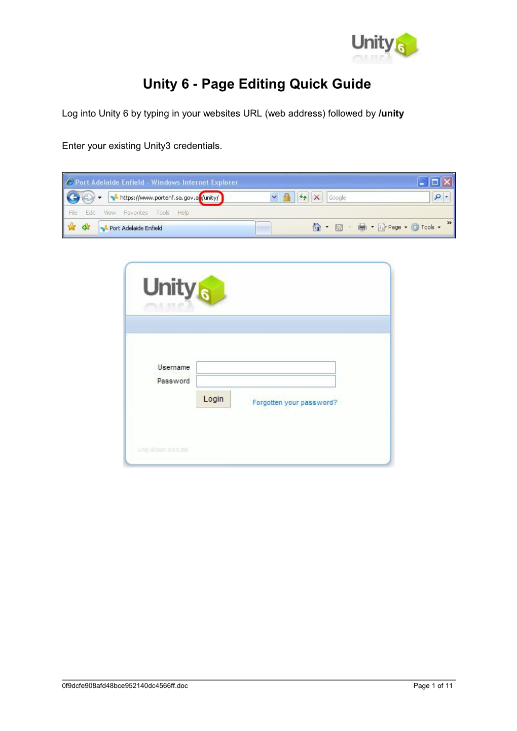 Log Into Unity 6 by Typing in Your Websites URL (Web Address) Followed by /Unity