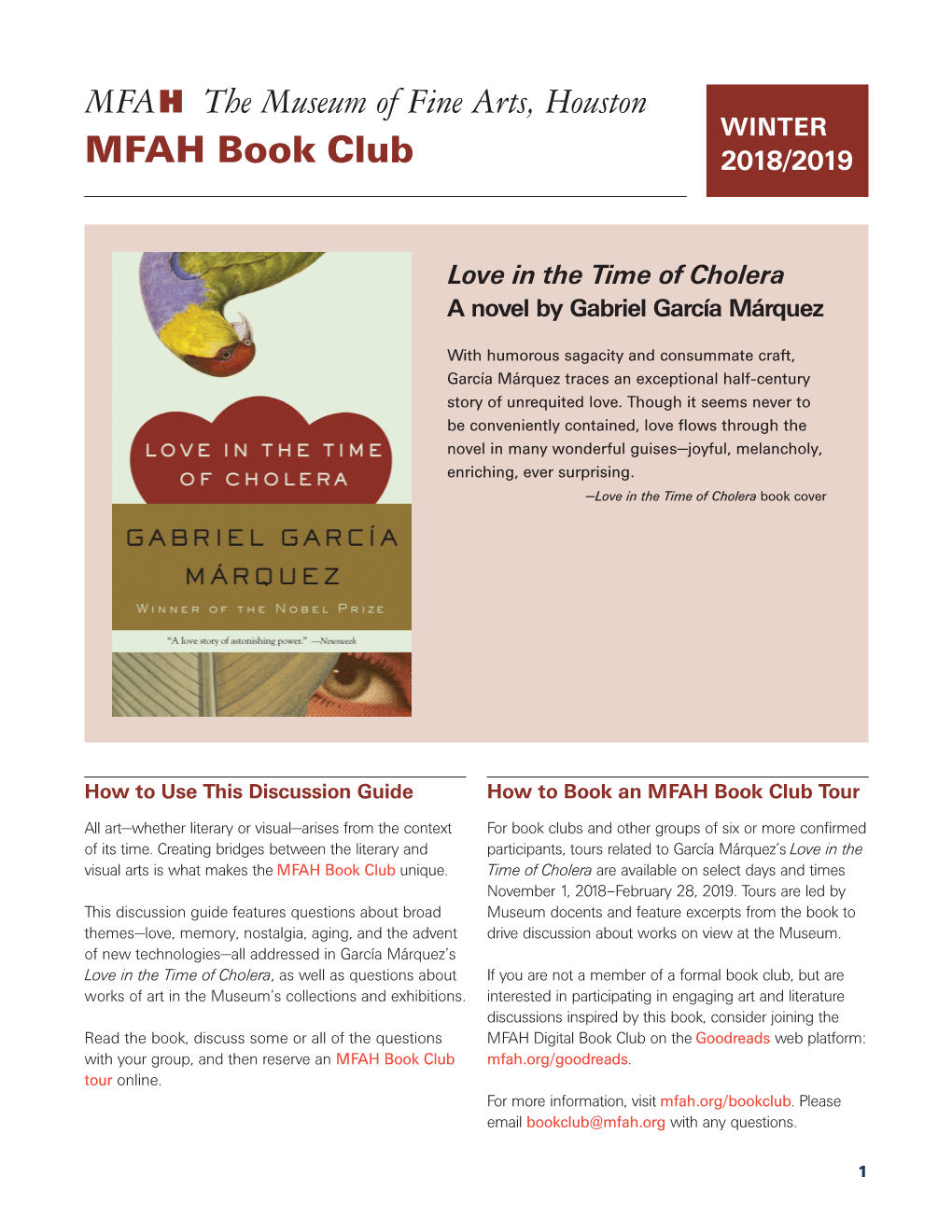 MFAH Book Club 2018/2019