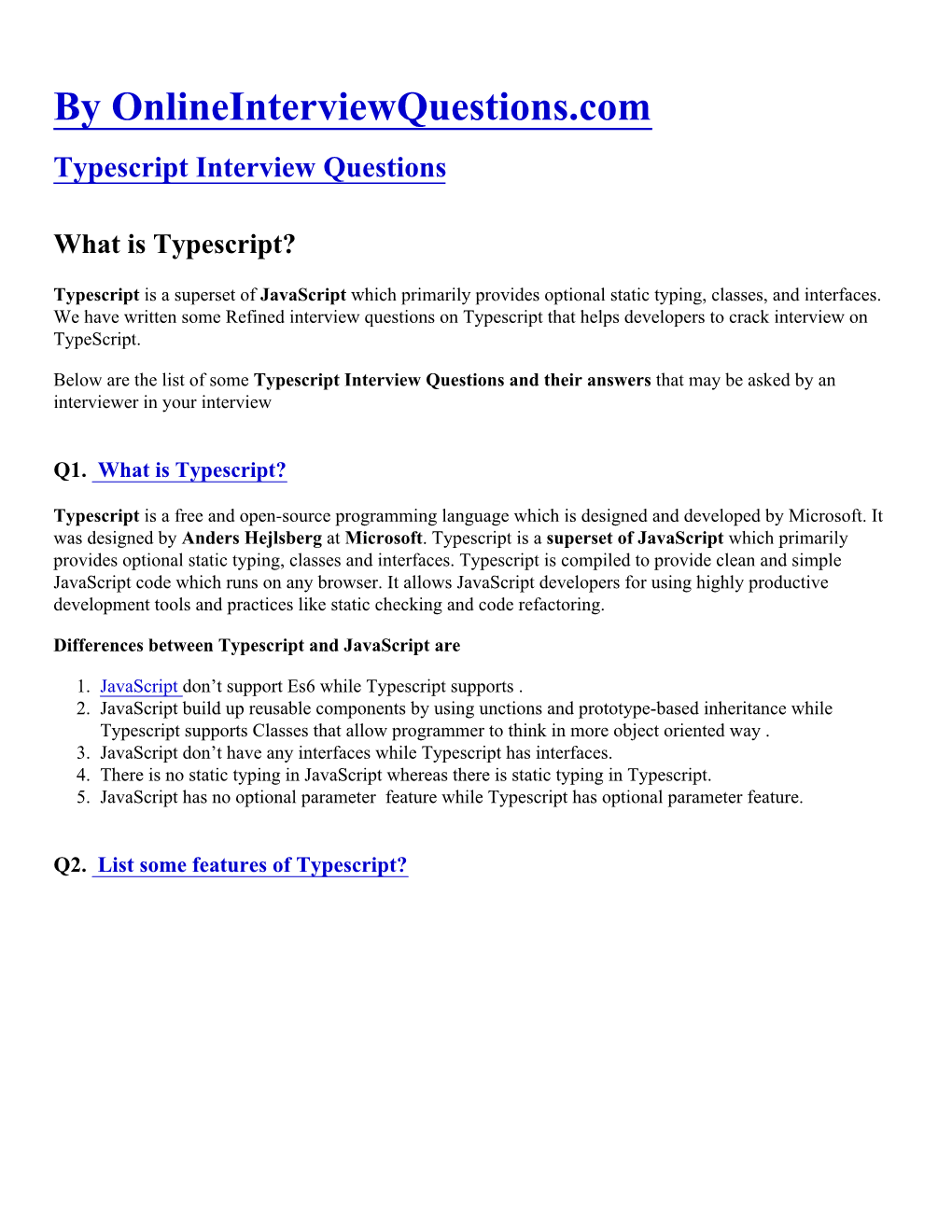 Typescript Interview Questions