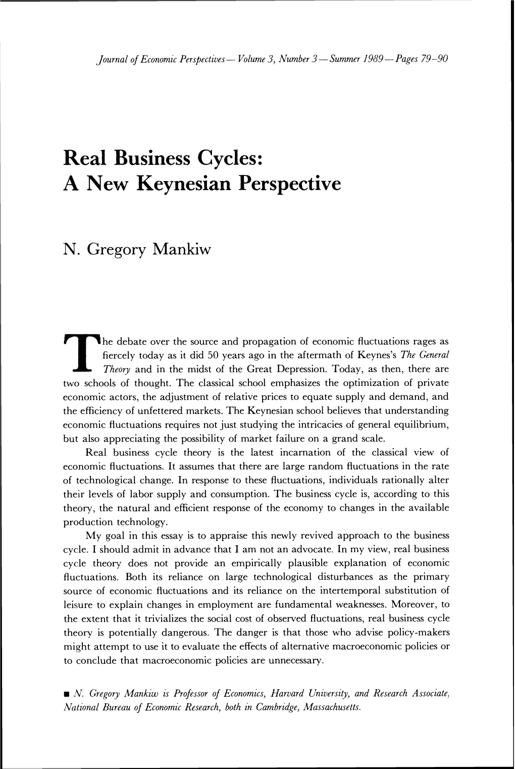 Real Business Cycles: a New Keynesian Perspective