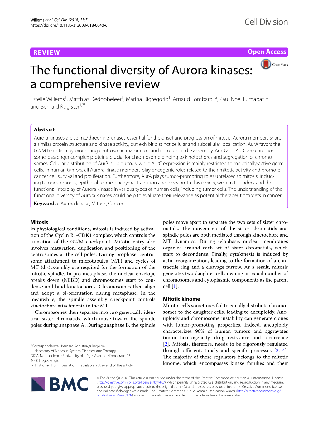 The Functional Diversity of Aurora Kinases: a Comprehensive Review