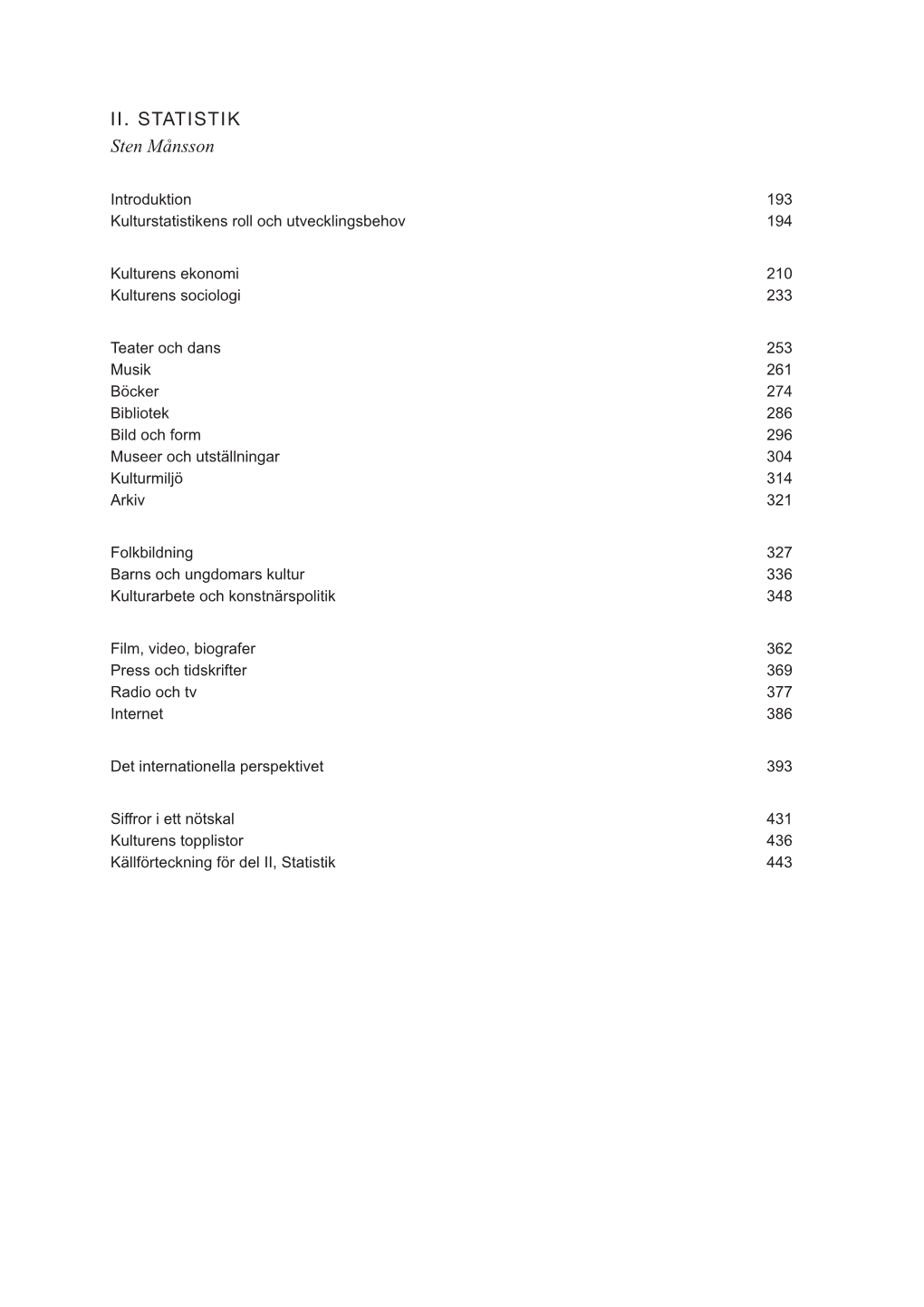 II. STATISTIK Sten Månsson