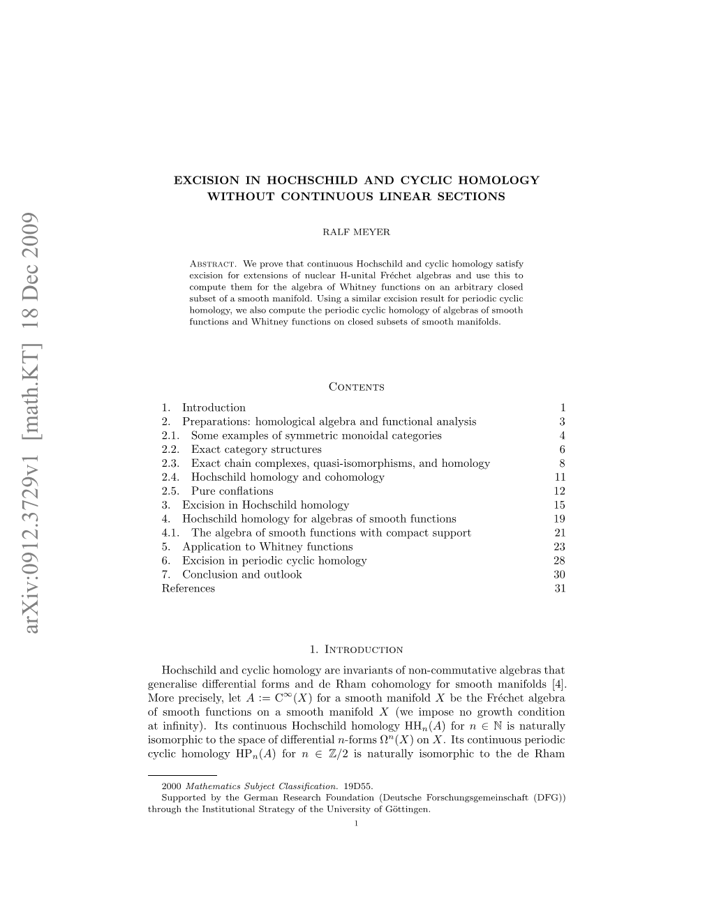 Excision in Hochschild and Cyclic Homology Without Continuous Linear