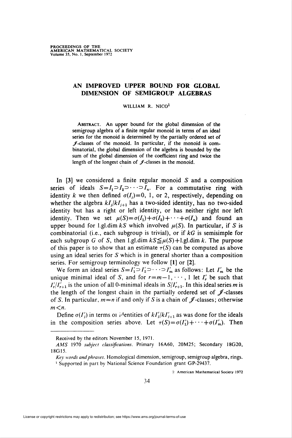 An Improved Upper Bound for Global Dimension of Semigroup Algebras