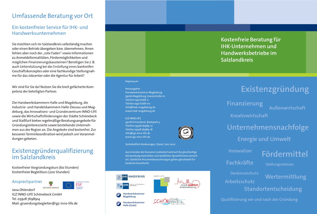 Kostenfreie Beratung Für IHK-Unternehmen Und Handwerksbetriebe Im Salzlandkreis