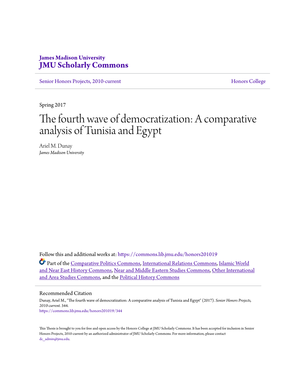 A Comparative Analysis of Tunisia and Egypt Ariel M