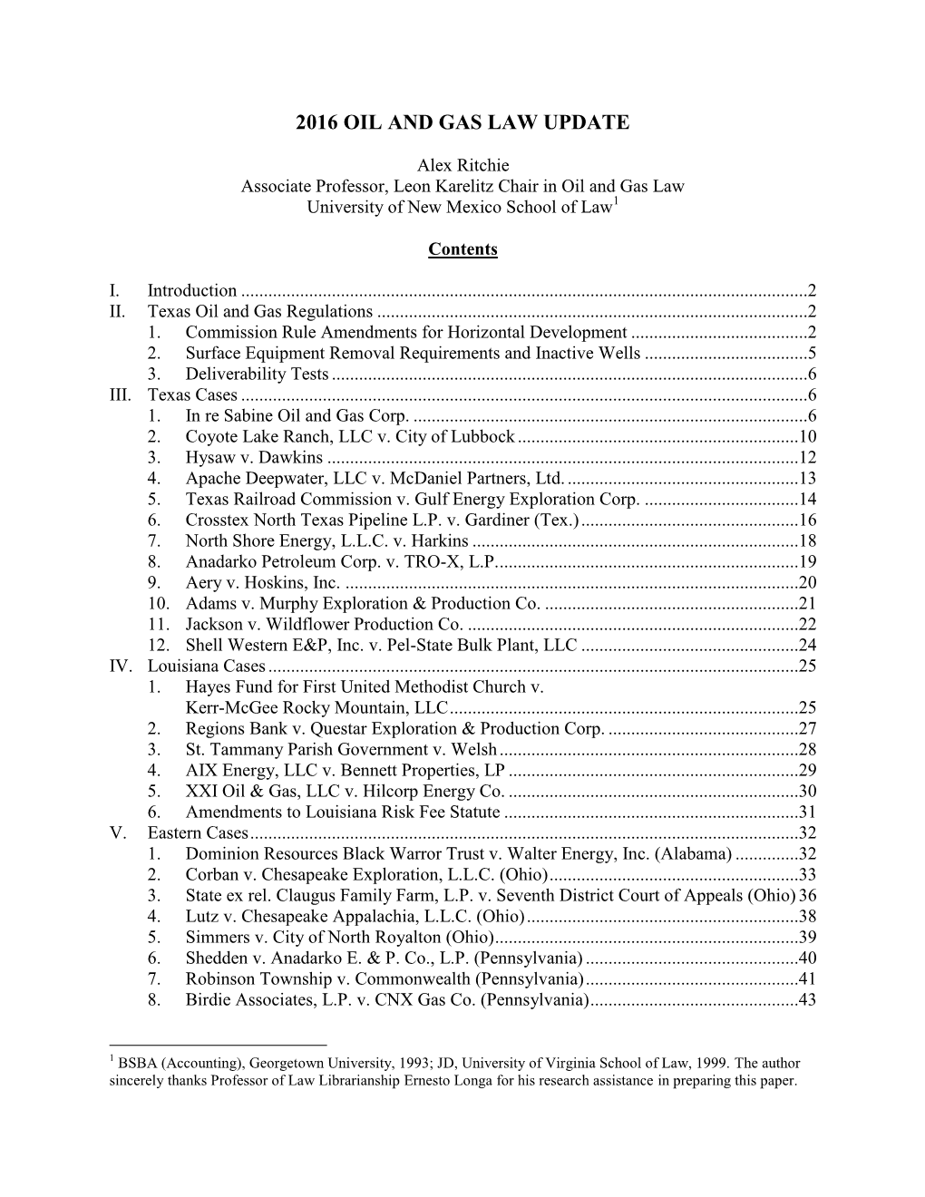 2016 Oil and Gas Law Update