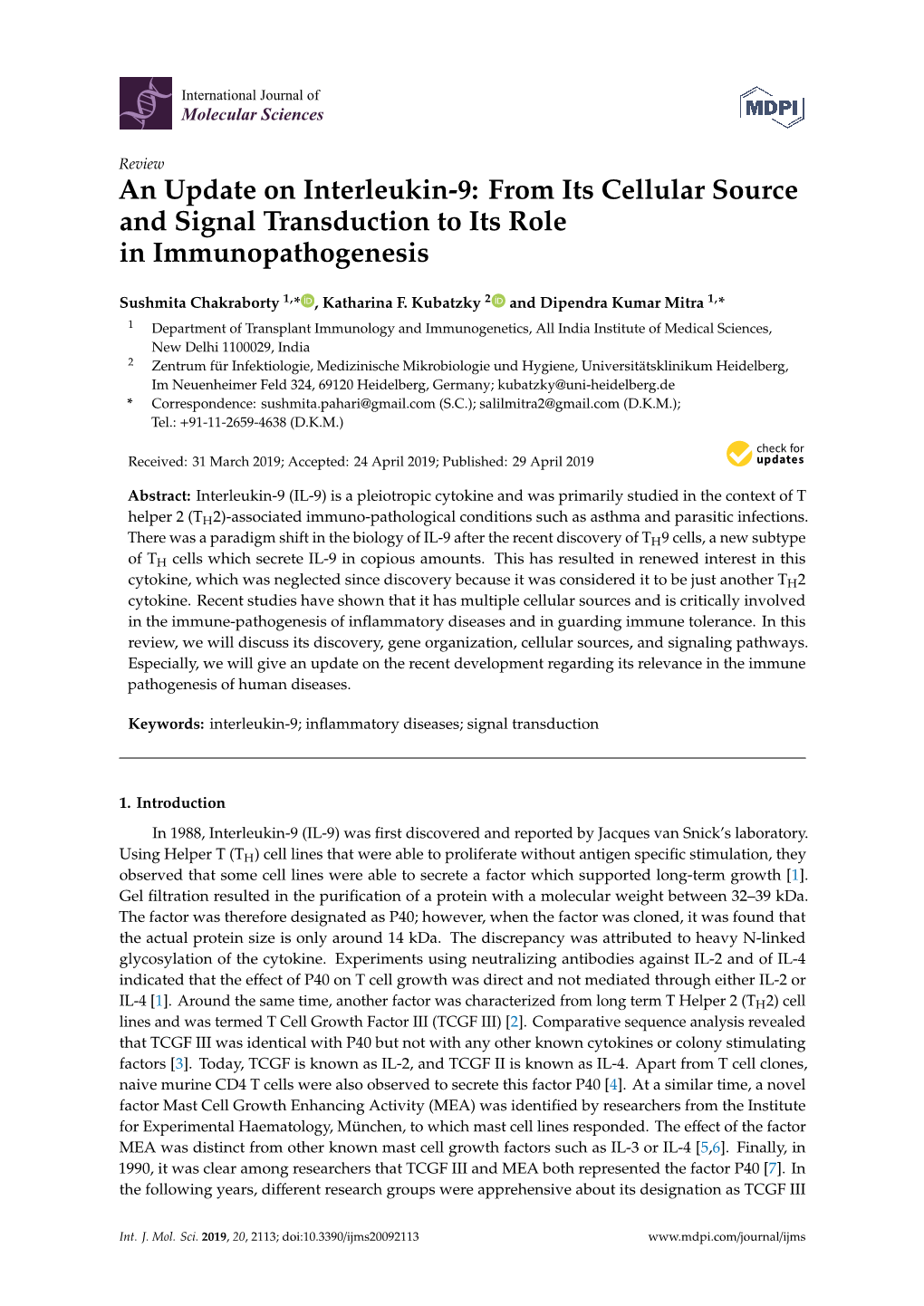 An Update on Interleukin-9: from Its Cellular Source and Signal Transduction to Its Role in Immunopathogenesis