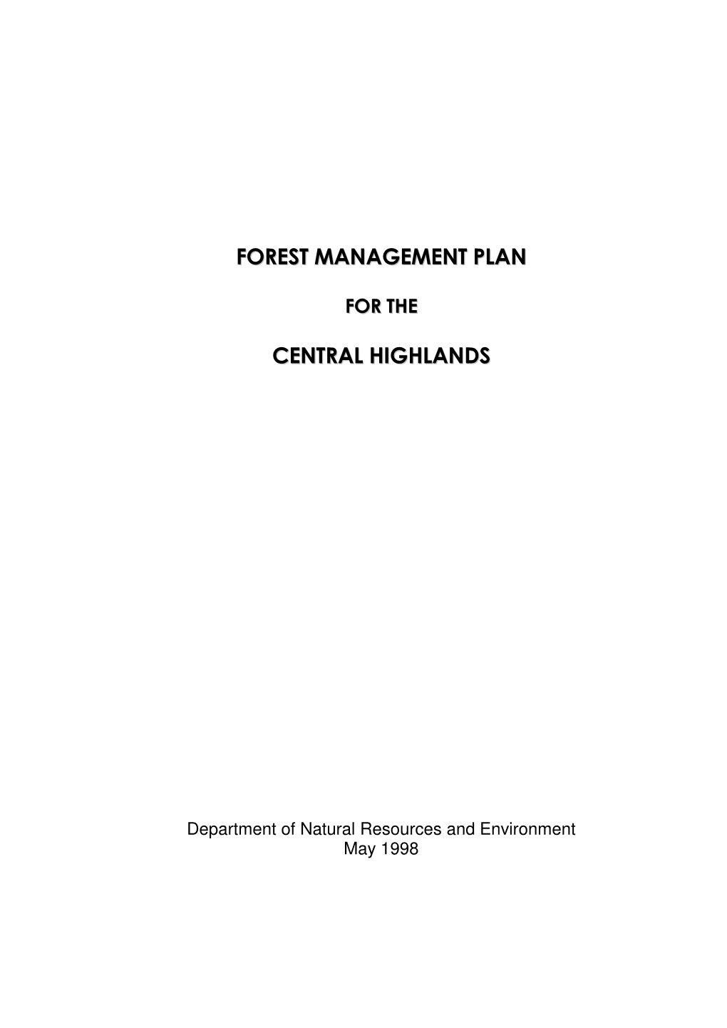 Forest Management Plan Central Highlands