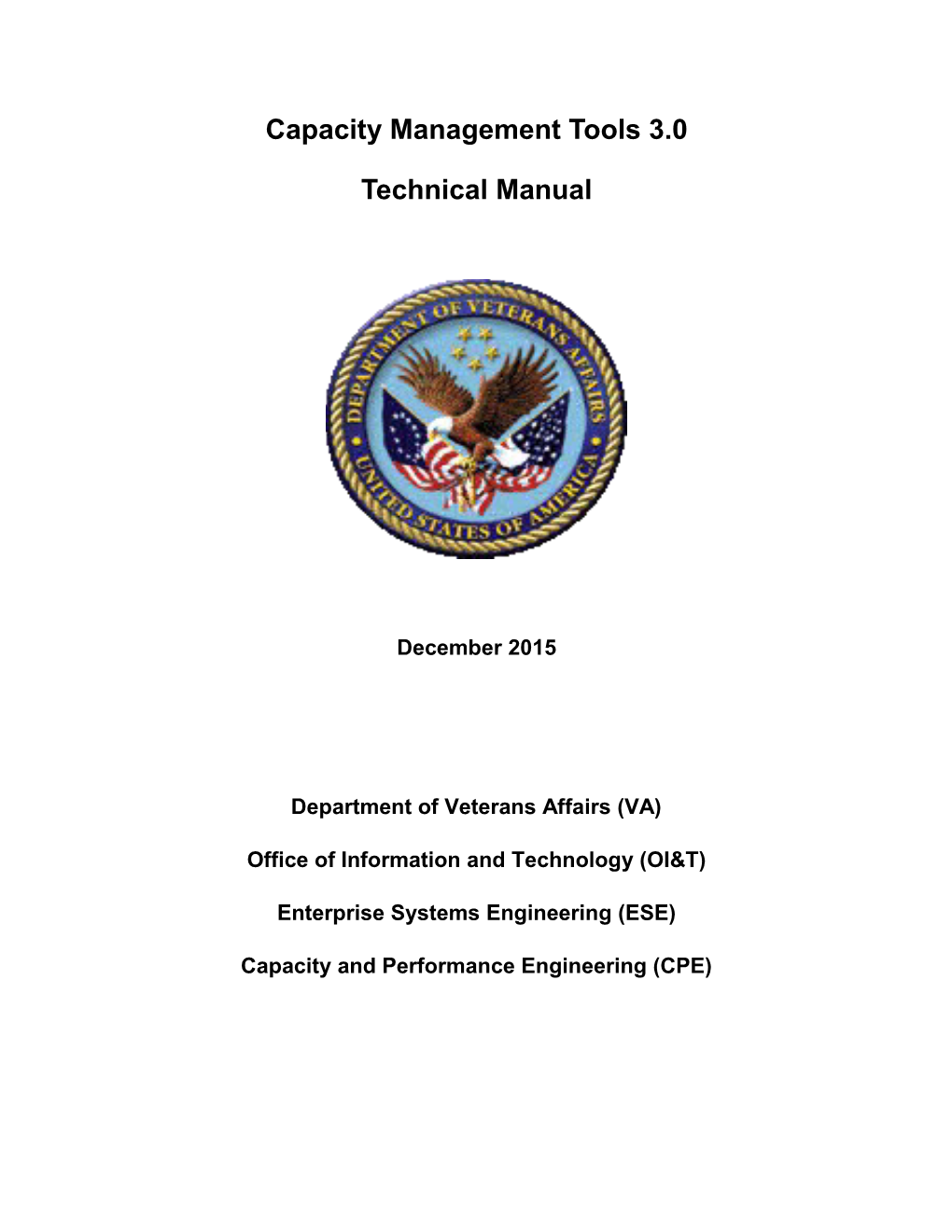 Capacity Management Tools Package V. 2.0 Technical Manual