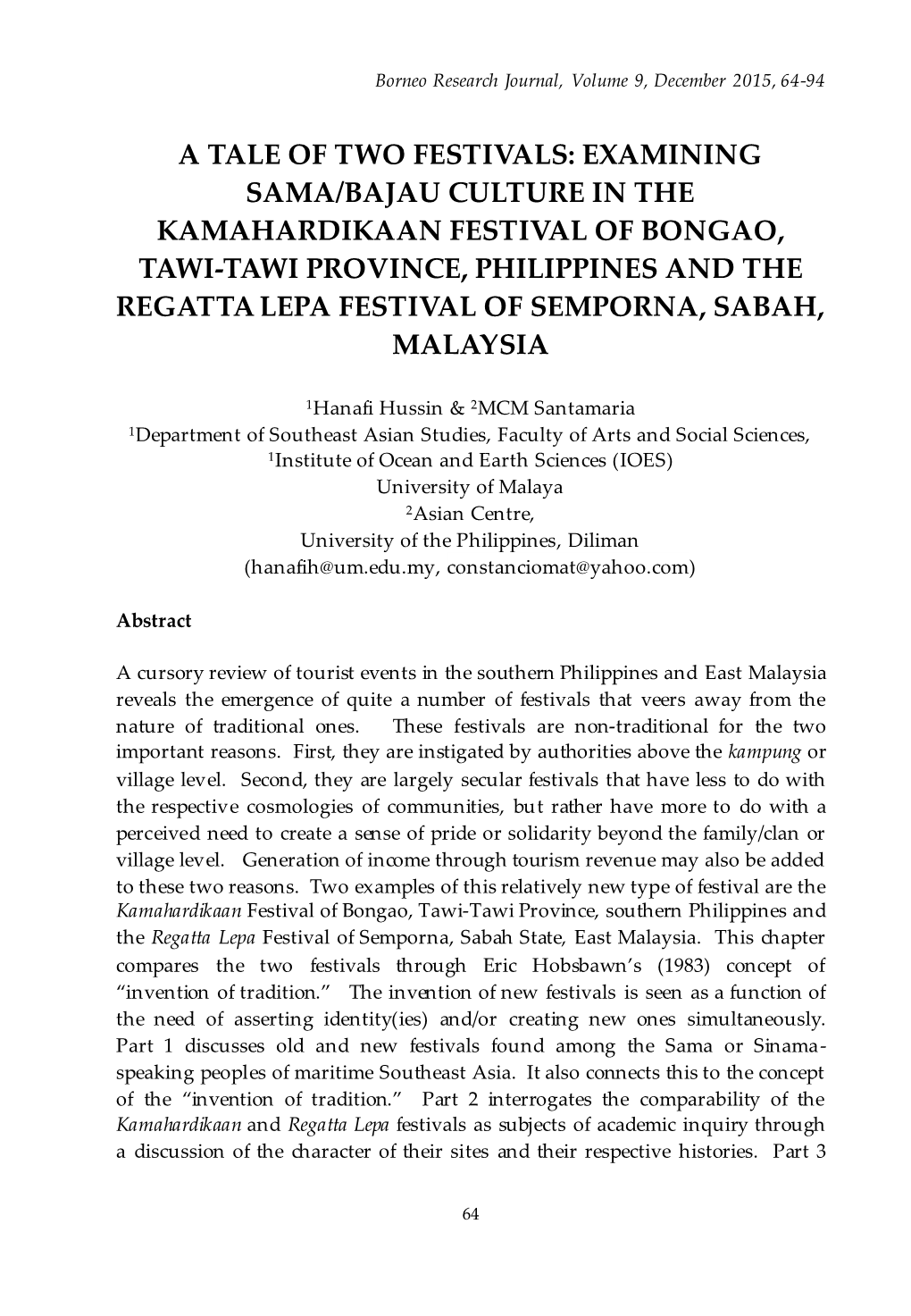 Examining Sama-Bajau Culture in the Kamahardikaan