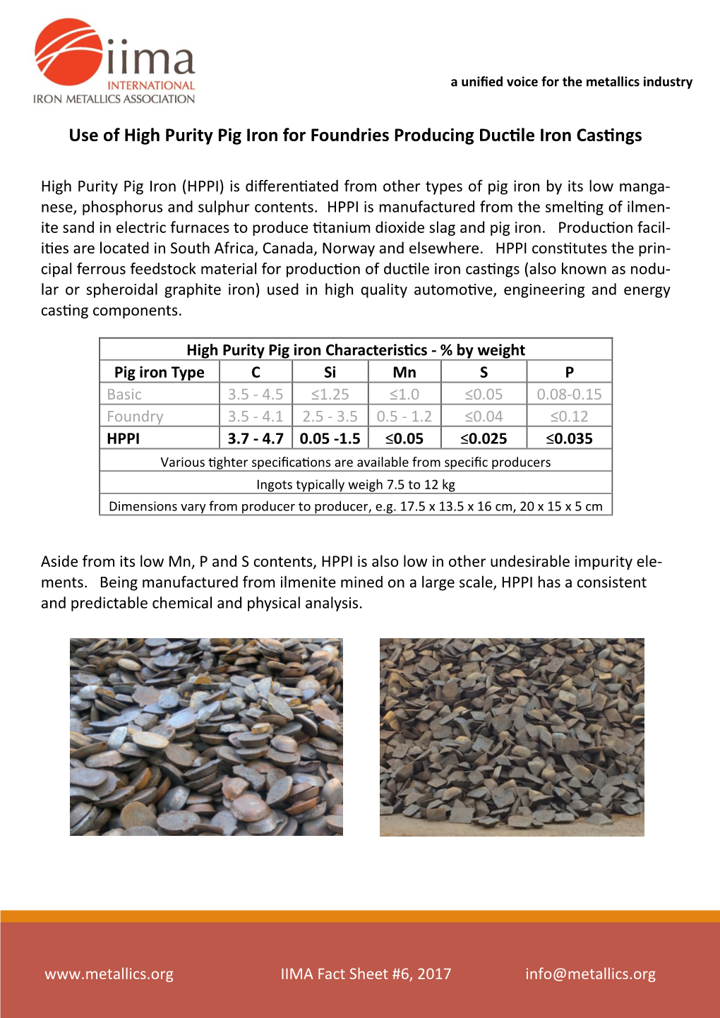 Use of High Purity Pig Iron for Foundries Producing Ductile Iron Castings