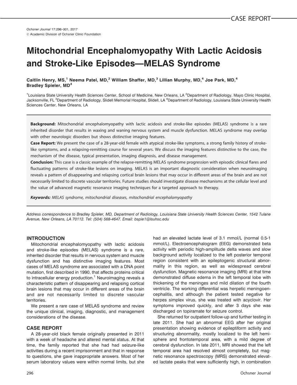 Mitochondrial Encephalomyopathy with Lactic Acidosis and Stroke-Like Episodes—MELAS Syndrome