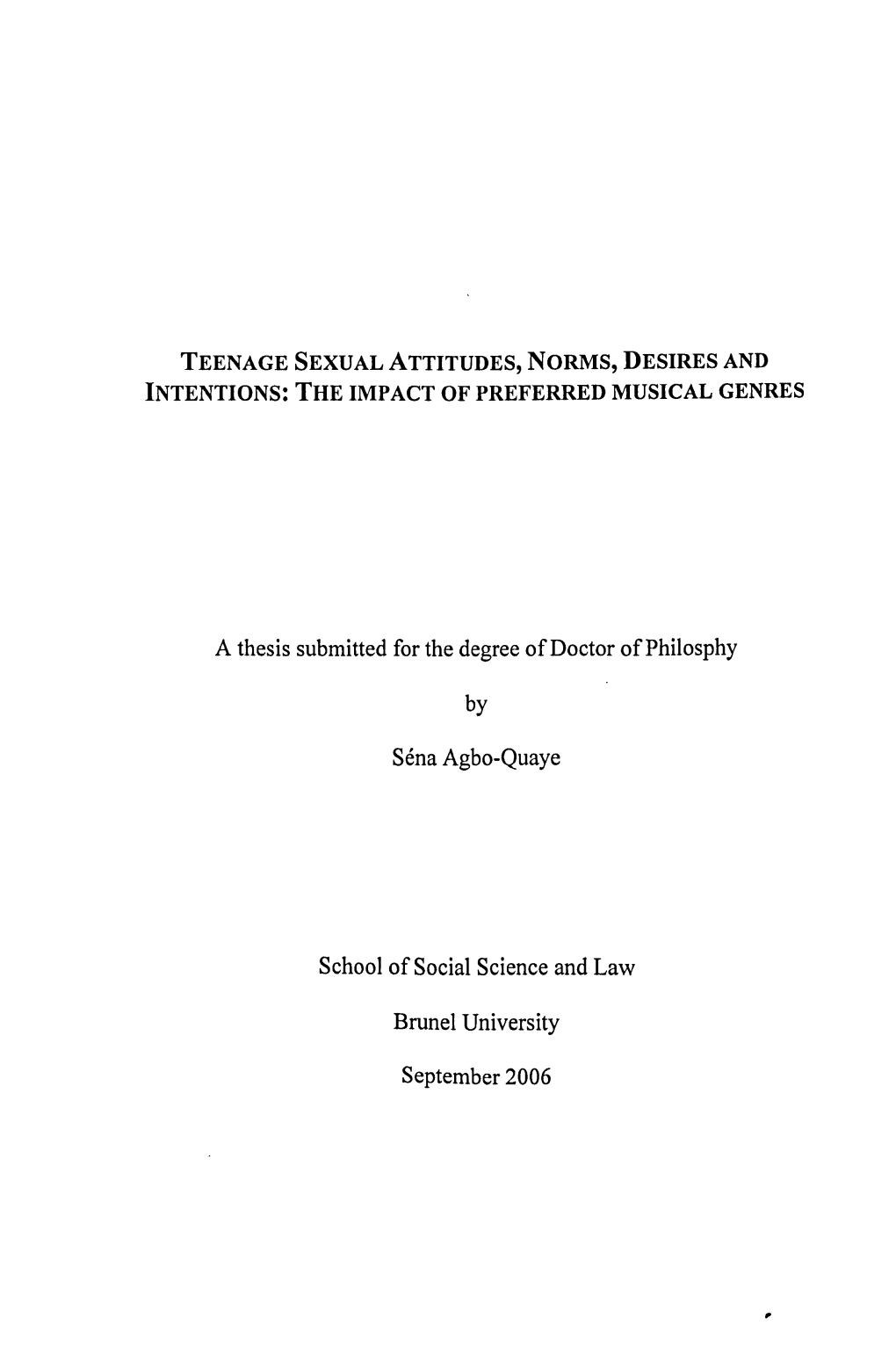 Teenage Sexual Attitudes, Norms, Desires and Intentions: the Impact of Preferred Musical Genres