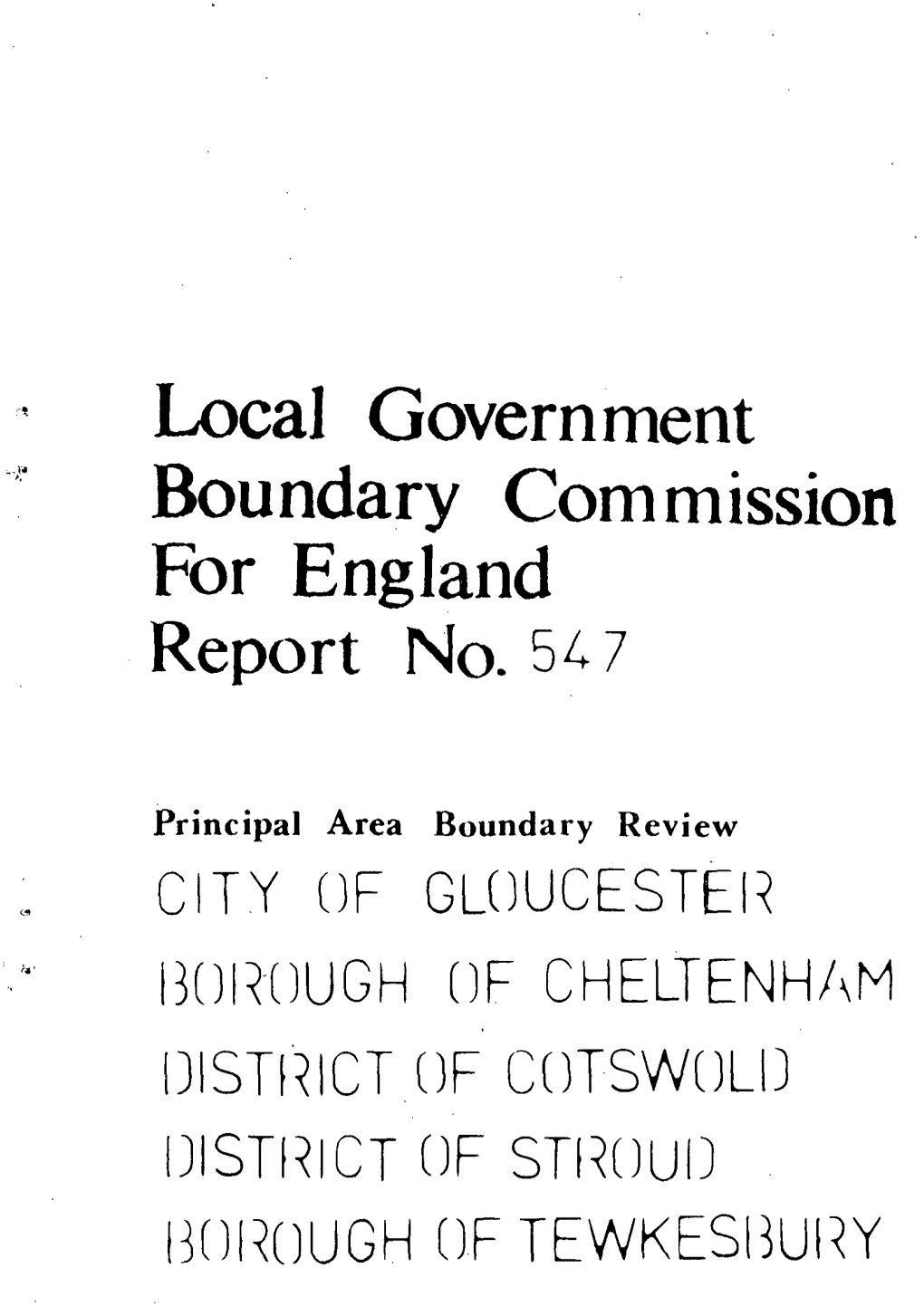 Local Government Boundary Commission for England Report