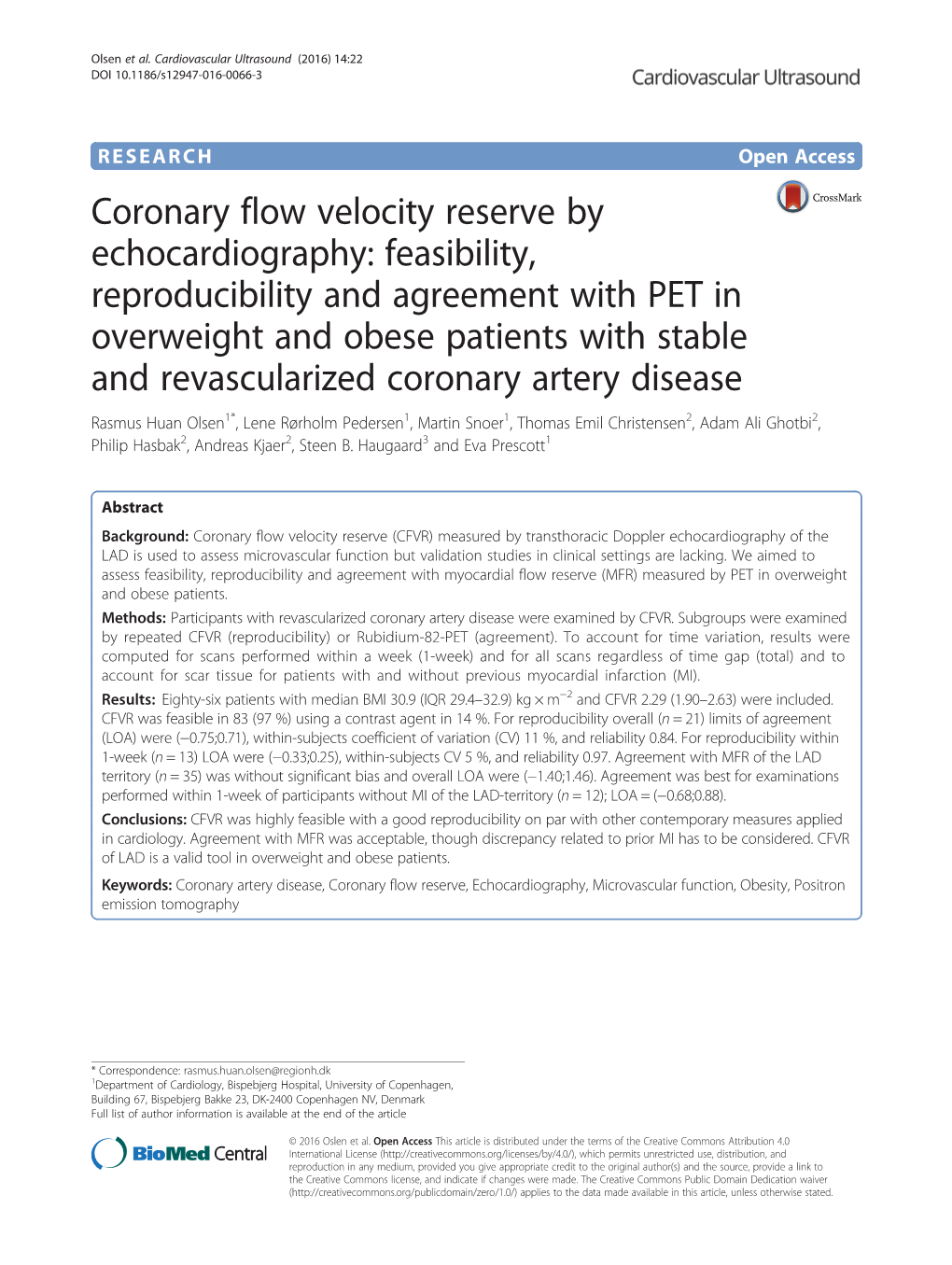 Coronary Flow Velocity Reserve by Echocardiography