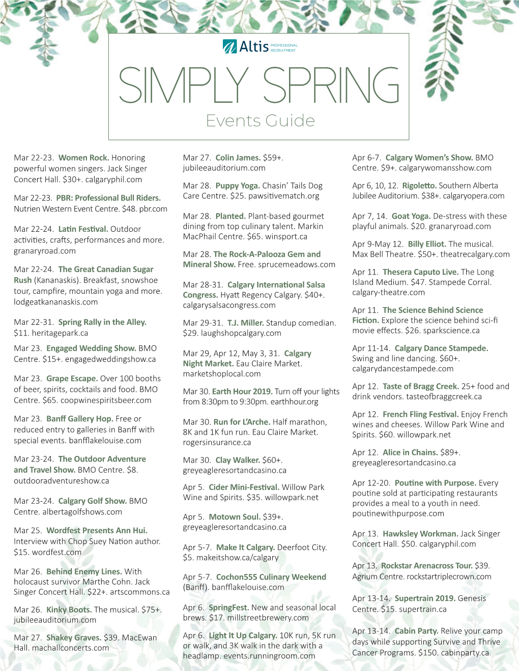 Simply Spring Events Guide