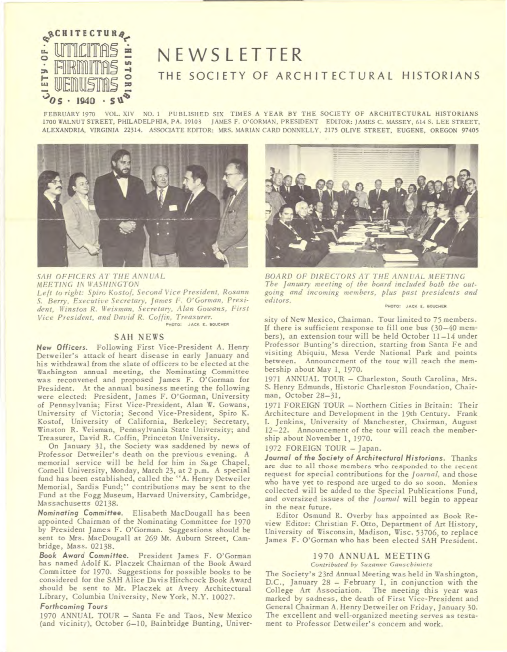 Newsletter the Society of Architectural Historians