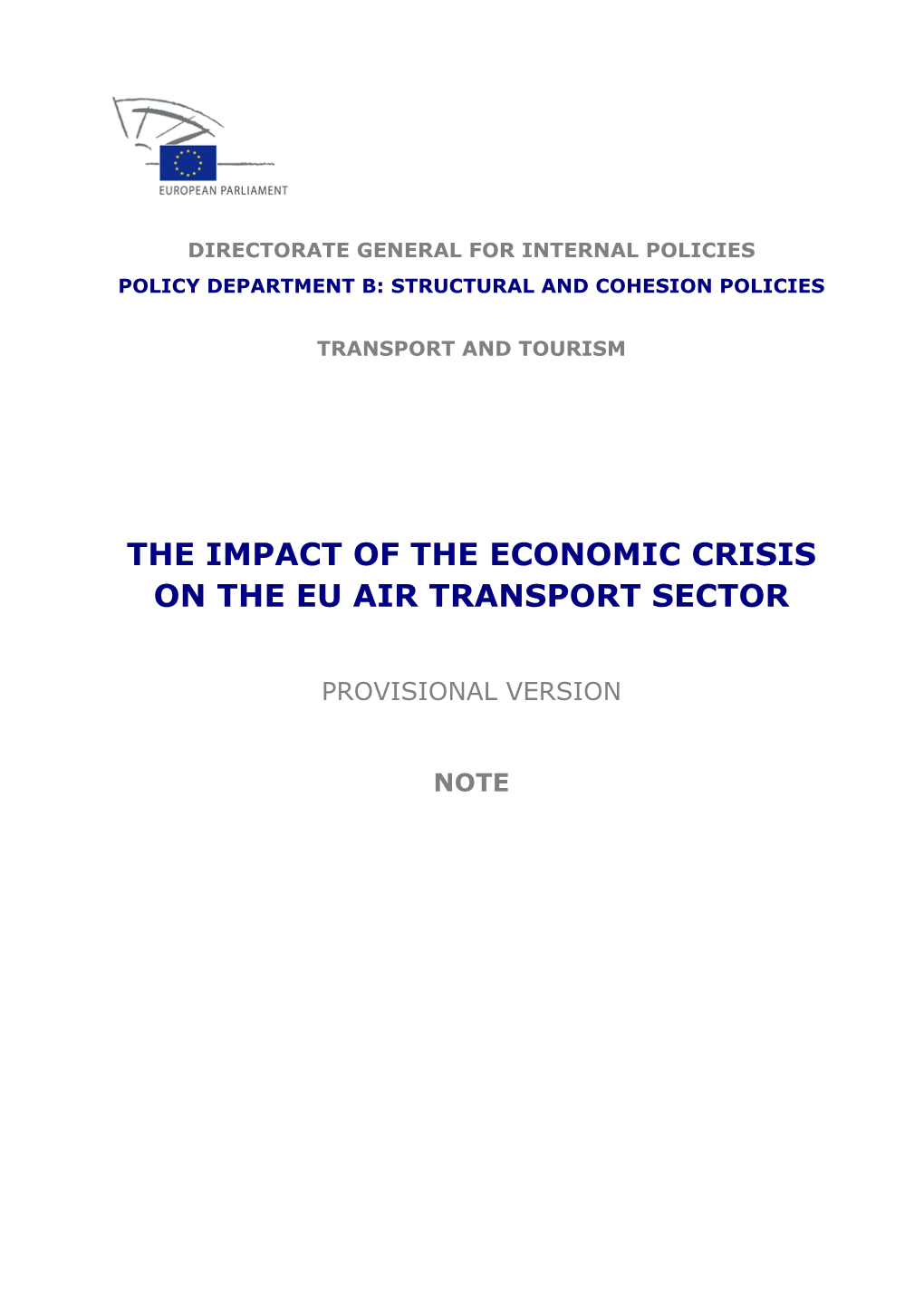 The Impact of the Economic Crisis on the Eu Air Transport Sector