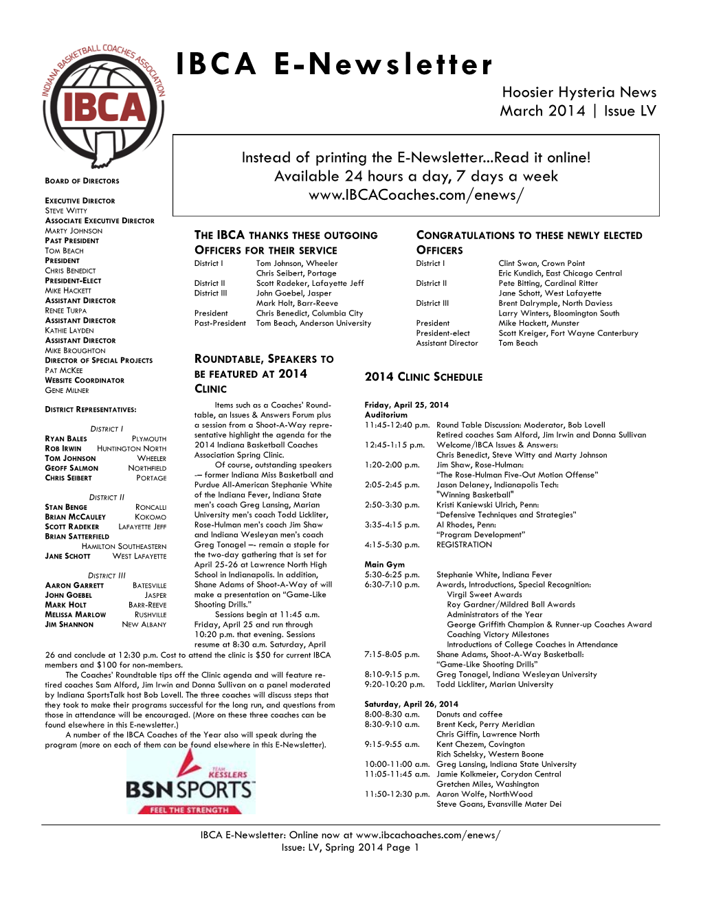 IBCA E-Newsletter Hoosier Hysteria News March 2014 | Issue LV