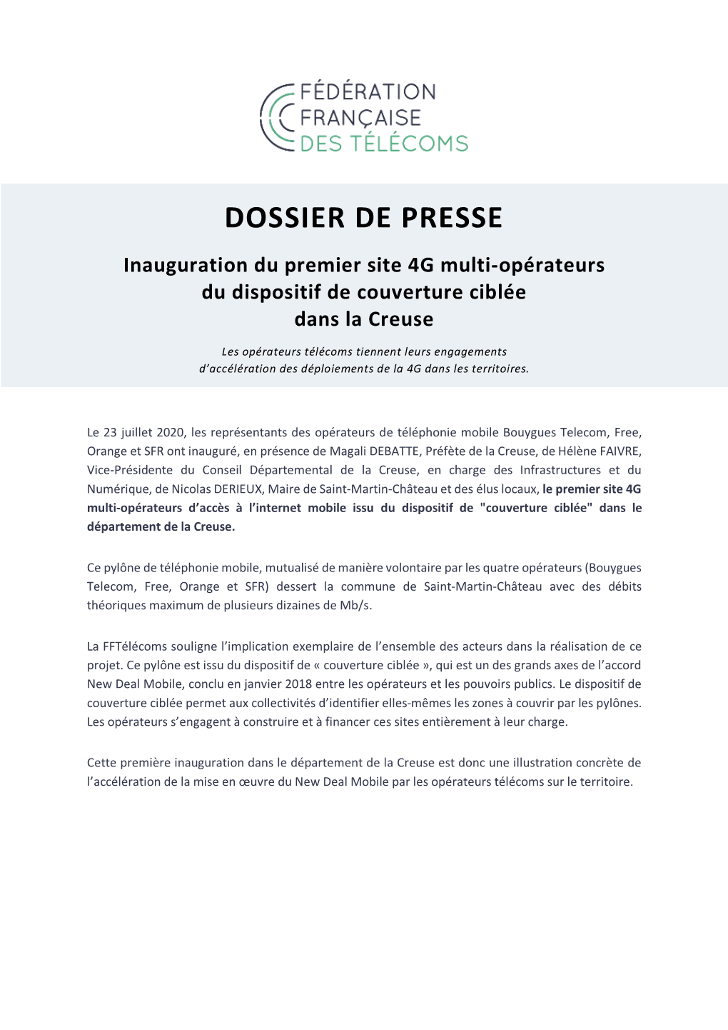 Dossier De Presse Fftélécoms