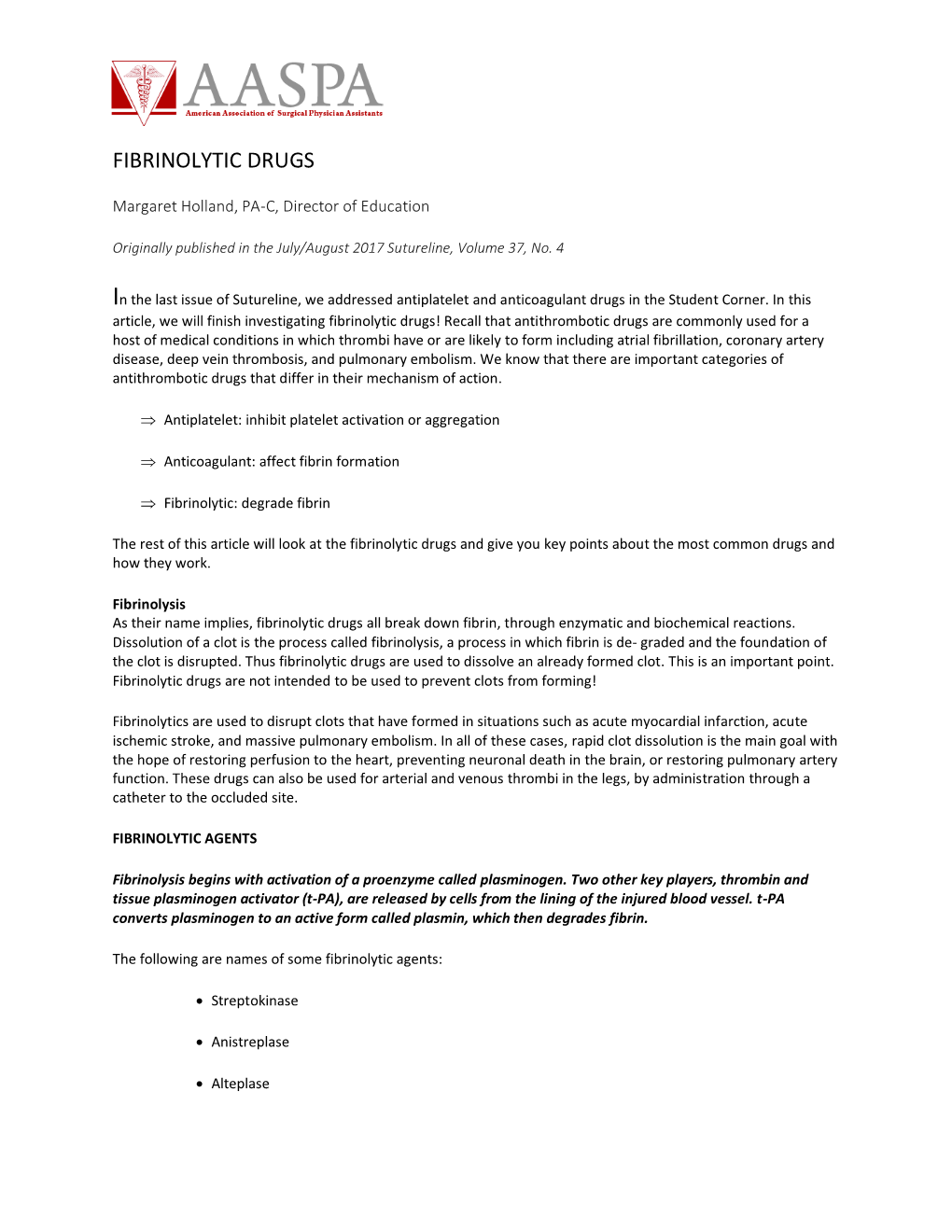 Fibrinolytic Drugs