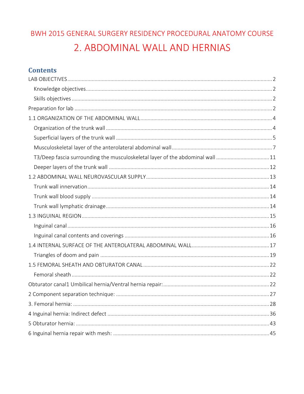 2. Abdominal Wall and Hernias