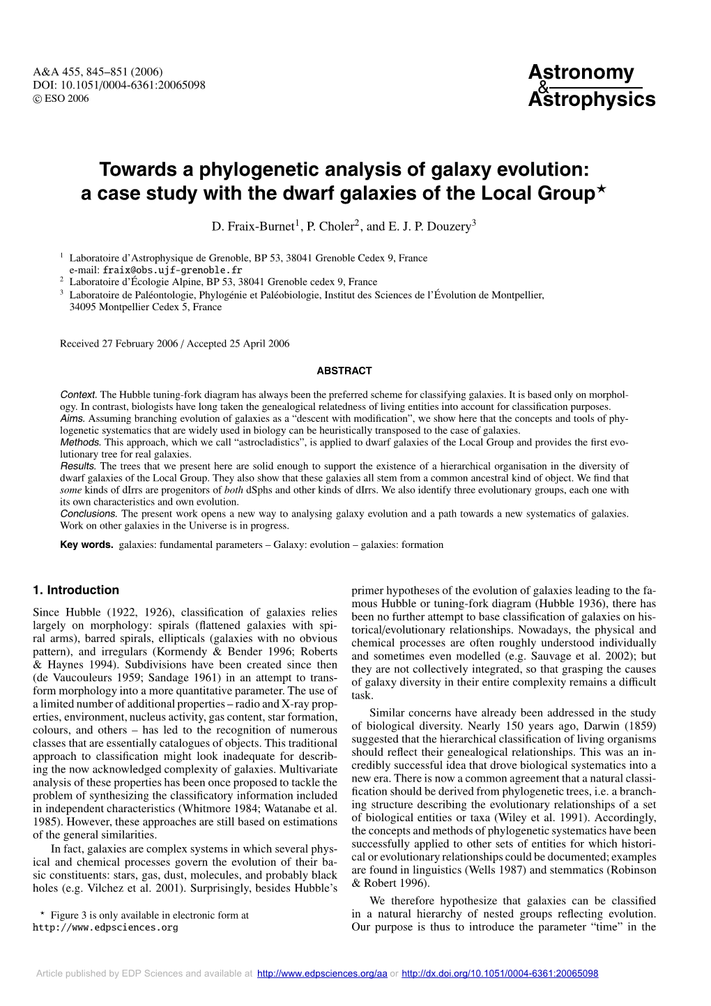 Towards a Phylogenetic Analysis of Galaxy Evolution: a Case Study with the Dwarf Galaxies of the Local Group