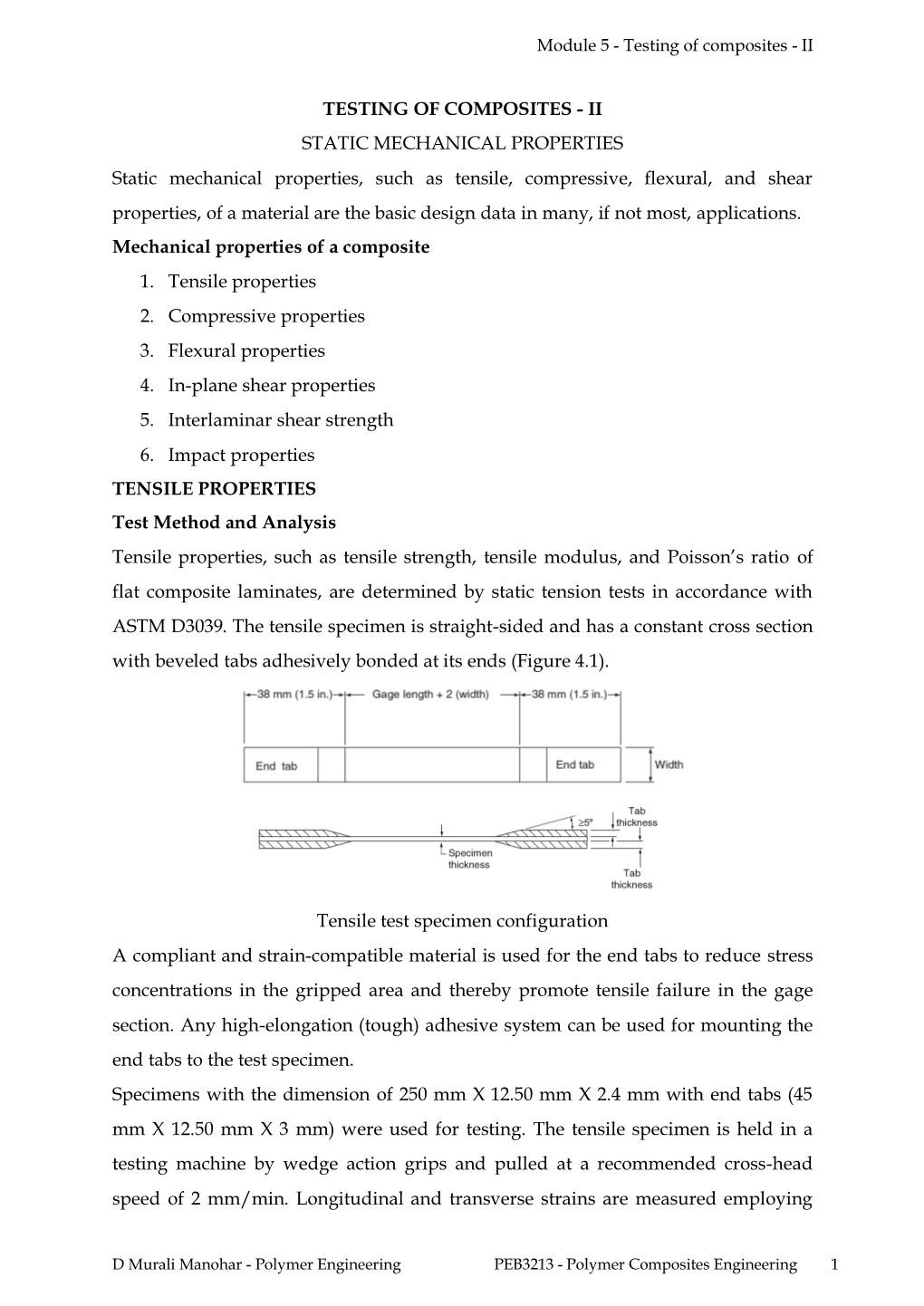 Module 5 - Testing of Composites - II